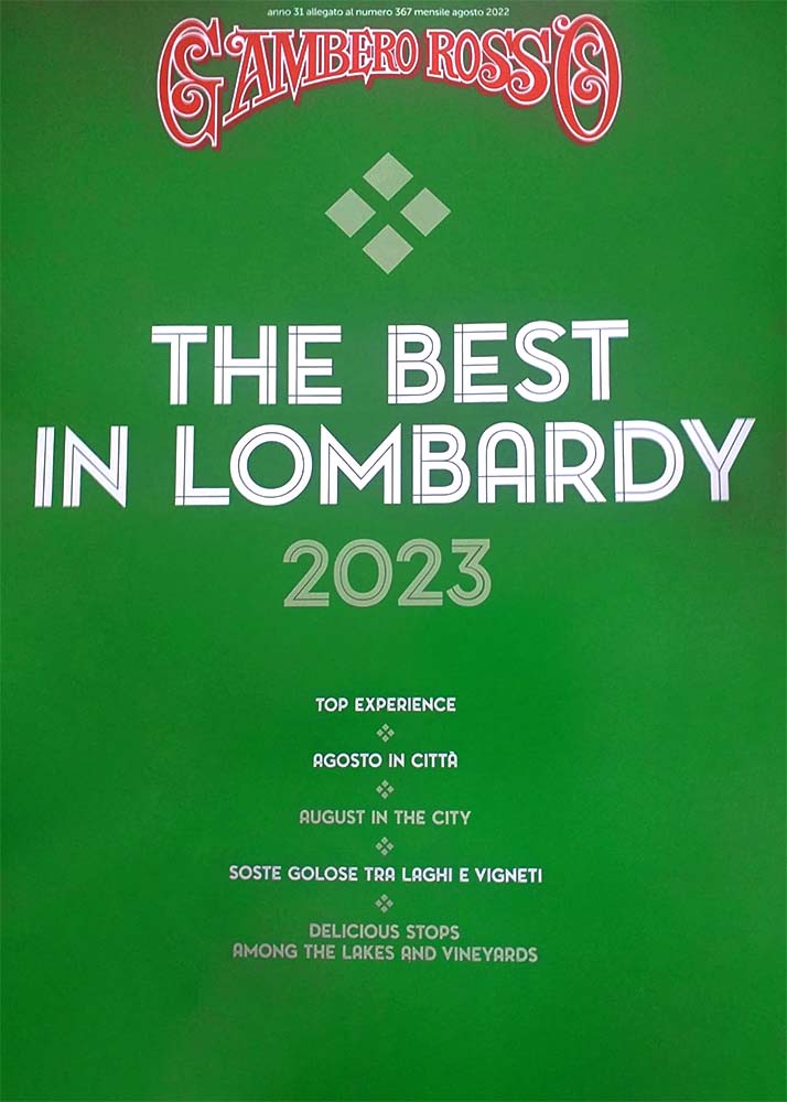 Copertina guida Gambero Rosso The Best in Lombardy 2023
